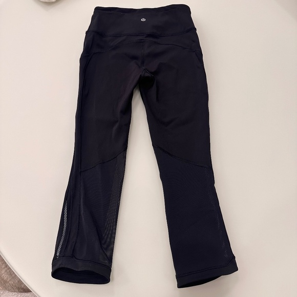 Lululemon Wunder Train Mesh Crop Black Leggings Tights Sz 4 • Excellent - Picture 4 of 15